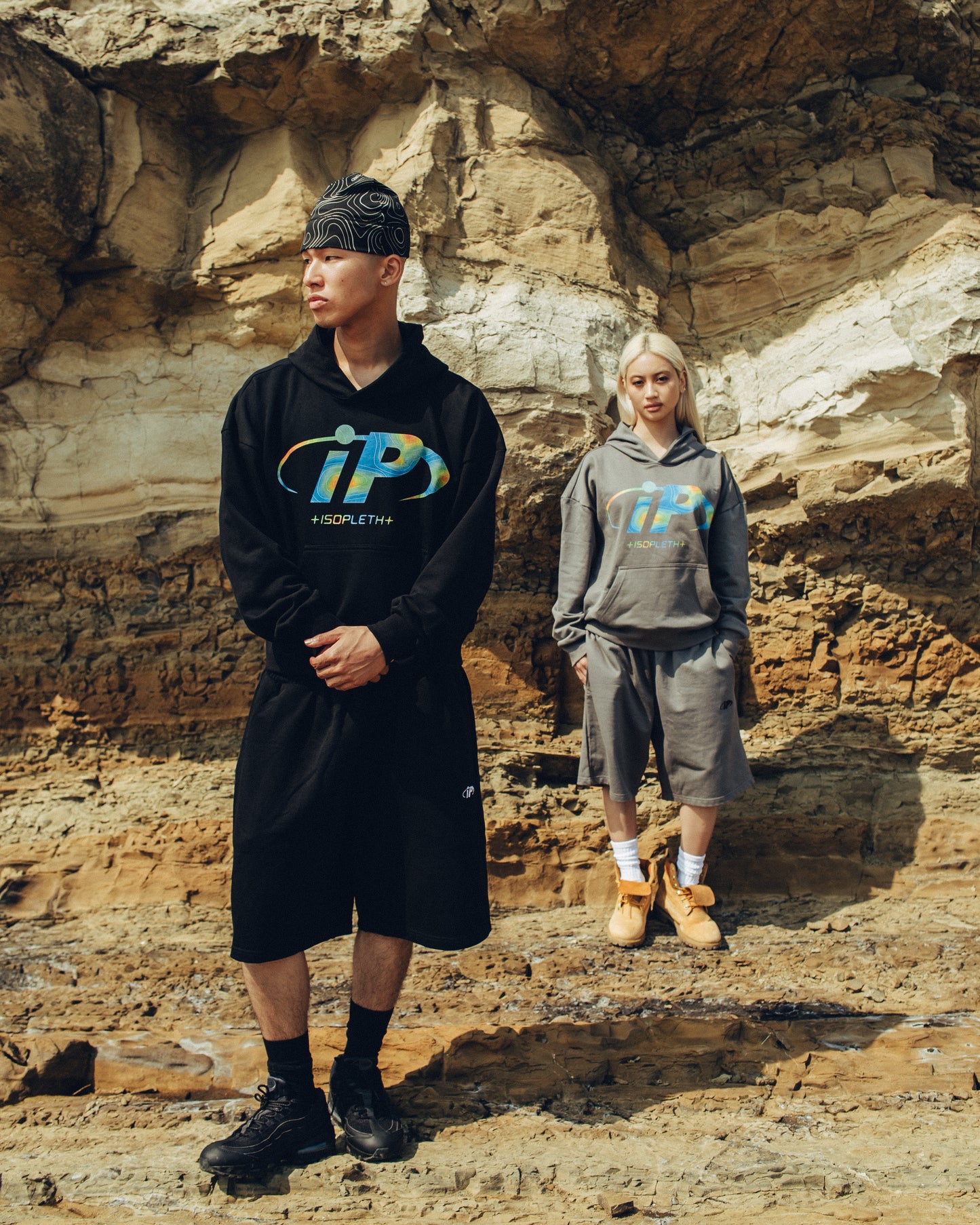 ISOPLETH SWEAT HALF PANTS-Black&White